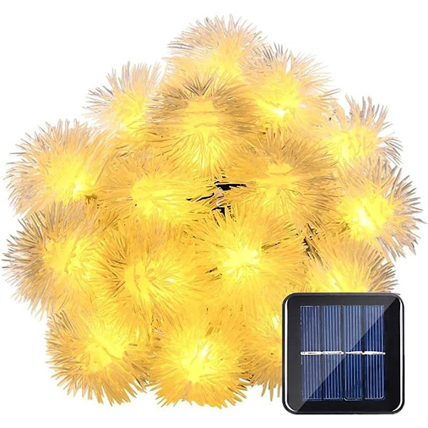 7M 50 LED solcellslingor Chuzzle Ball ljusslinga dekorativa lampor för utomhus hem gräsmatta trädgård uteplats fest och semesterdekorationer (varmvit)