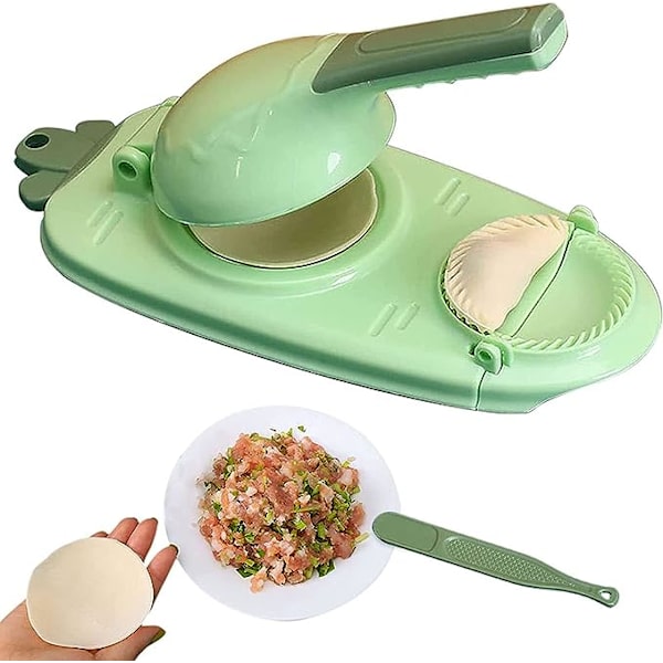 2 i 1 Dumpling Maker, DIY Dumpling Maker Mold Dumpling Wrapper Maker, Kreativ Dumpling Making Tool (Grønn)