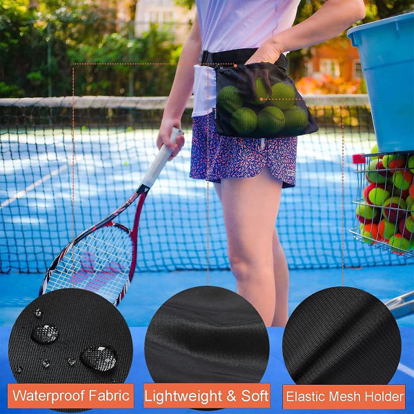 Tennisball midjepose | Tennisballholder Justerbar tennisball midjeveske Svettetett Oxford Cloth Mesh Ball Pouch Pickleball T