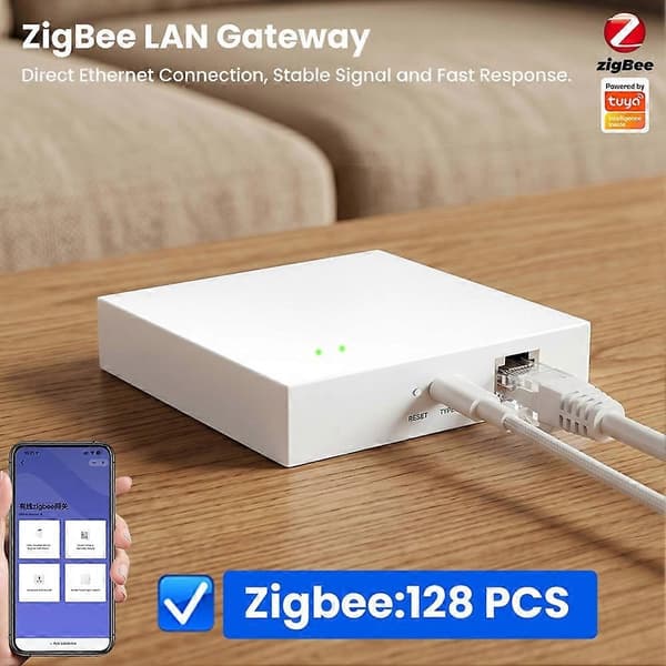 Tuya Zigbee Smart Gateway Smart Home Bridge Hub APP Stemmestyring Understøtter 128 PCS Enhedsforbindelse White