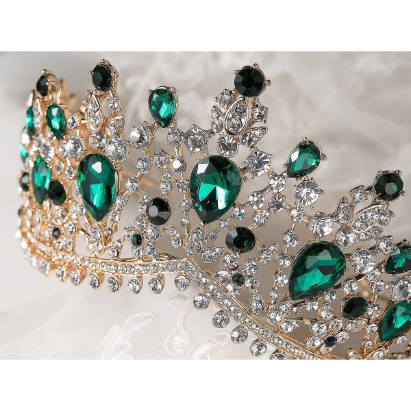 Emerald Wedding Tiara For Women, Grønn Brude Kronprinsesse Tiara Pannebånd, Kostyme Festtilbehør Til Brithday Halloween Baby
