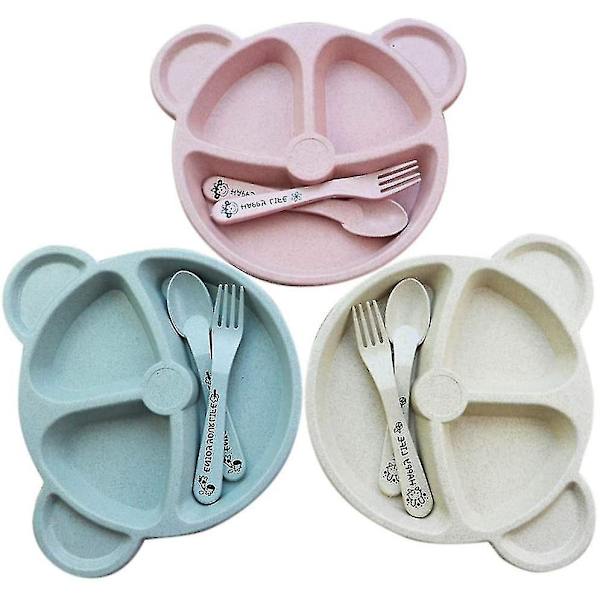 3-delad Barnens Porslin Set, Barnens Tallrik Delad Set | BPA-fri | Stabilt Barnens Porslin | Hållbart Genom Återvinning