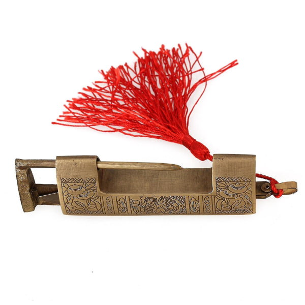 Kina Vintage Trädgårdsmässing Lås 5cm Funktionell Antik Hänglås Nyckel Lås