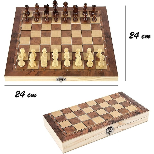 Chess Armory sjakksett Tresjakkspill reisesjakksett - sammenleggbart sjakkbrettsett, sjakkbrikker, &