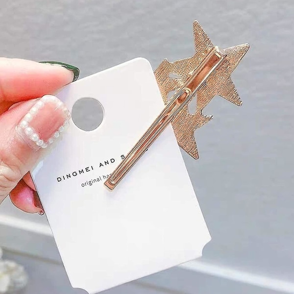 Fem-uddig Stjärna Hårnål Rhinestone Hårklämma Kvinnor Hårklämmor Kvinnlig Elegant Andklämma Hårklämma Mode Hårklo Klämmor Dam (guld)