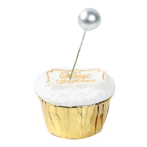 40 stk Mini Sølv Ball Cupcake Toppers For Bursdagsfest dekorasjon