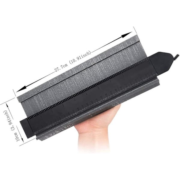 Plastkontur Gauge med lås 25cm Profil Gauge Måler Lineal for flismåling