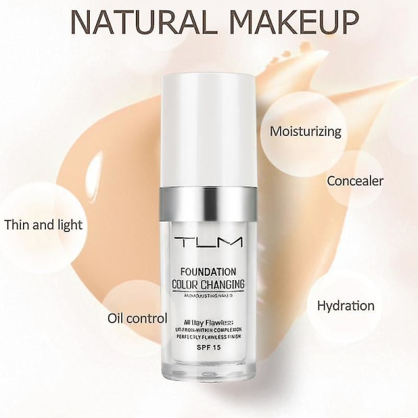 2 stk Tlm Flawless Farveskiftende Foundation Makeup Hudtone Matchende Concealer