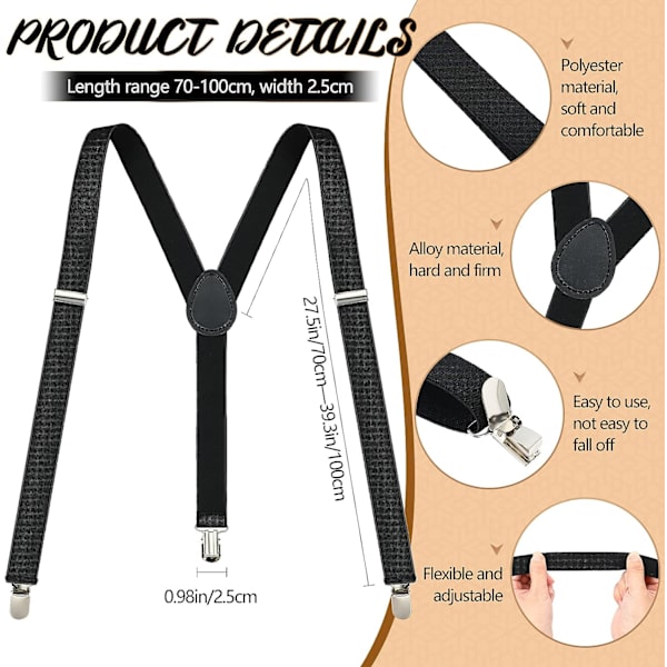 Herrar Byxor Suspenderbälte Y-formad med Legeringsspännen Justerbara Byxhängare Elastiska Suspenderar One Size Fits Most People