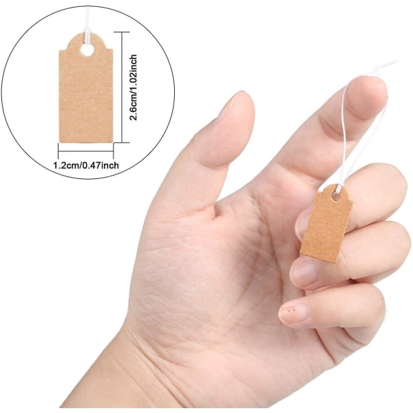 300 ark etiketter med elastisk hengesnor, prislapper, blanke, skrivbare prislapper, displaylapper