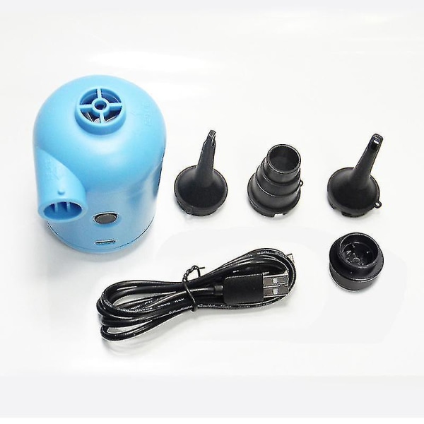 Blå Elektrisk Luftpumpe Multifunksjonell USB-kontakt Gummibåt Oppblåsbar Seng Luftpumpe Z43337
