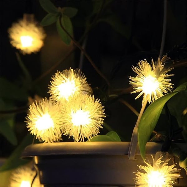 7M 50 LED Solar String Lights Chuzzle Ball Fairy dekorative lys til udendørs hjemmeplæne Havegårdhavefest og feriedekorationer (varm hvid)