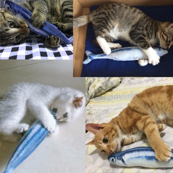Coolfm Catnip Leksaker Set Simulering Fisk Form Docka Interaktiva Husdjur Kudde Tugga Bite Tillbehör för Katt/Kitty/Kitten Fisk Flop Katt Leksak Catnip Crinkle Leksak