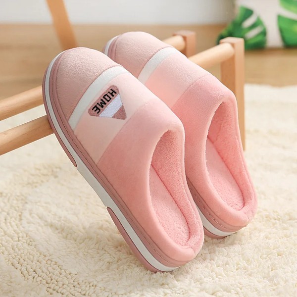 Vinter Varme Plys Tøfler Mænd Kvinder Hjem Casual Flurry Flad Flip Flops Komfortable Skridsikre Indendørs Soveværelse Sko Stor Størrelse 48 49 Rosado 42-43