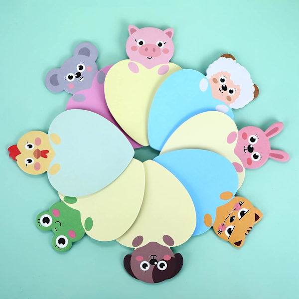 Söta Djur Sticky Notes, 8-pack Cartoon Sticky Notes Djurformade Markeringar Flaggor Självhäftande Memoblock Studenter Hem Kontor Rumskamrat