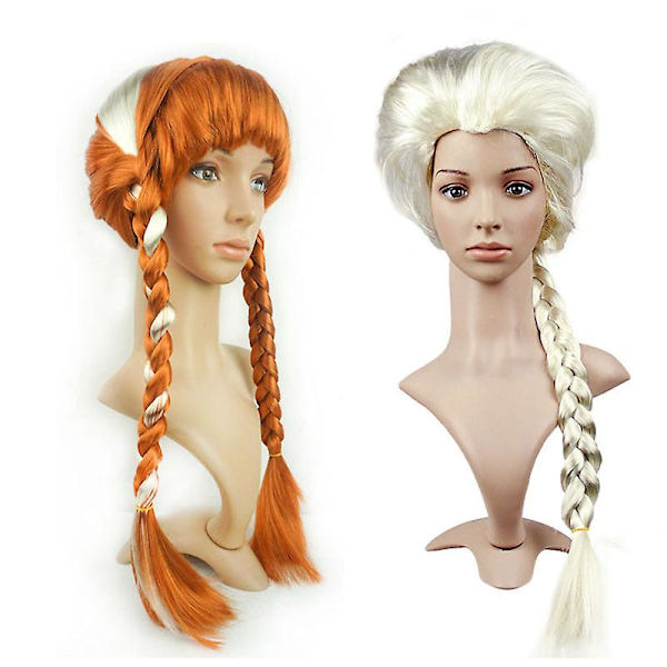 Is og snø cosplay romanse parykk langt hår stor flette