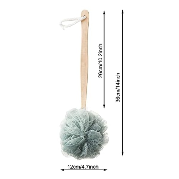 4 Pak Store Bade Puff Loofah Svampe Med Langt Håndtag Bruse Loofah, Bade Krops Ryg Børst, Spa Børst Til Kvinder Og Mænd (4 Farver)