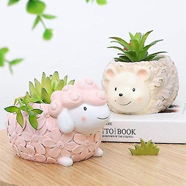 Dyre Sukkulent Pot Mini Resin Dyreplante Pot Elskelig Tegneserie Sukkulent Planter Desktop Blomsterpot Fe Have Hjem Have Deko