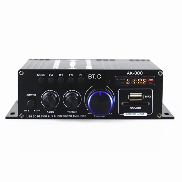 Ak380 Power Amplifier Digital Display Bluetooth-kompatibel 5.0 2x400w Kompakt 12v hemstereomottagare för bil