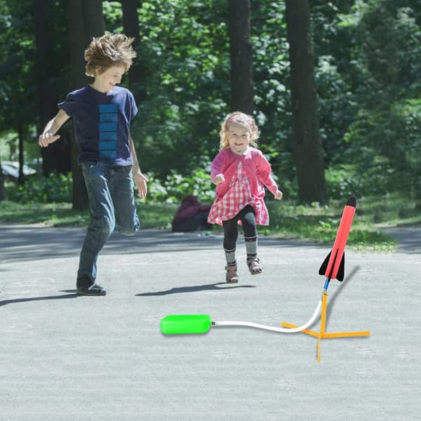 Raketstarter, Stomp Rocket, Legetøjsraket med 3 skumraketter, Udendørs spil til børn og voksne