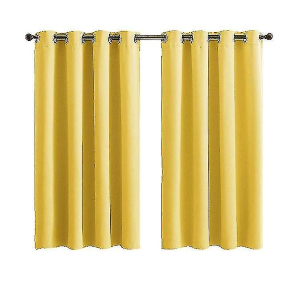 Blackout Yellow Curtains 2 Panels With Grommets For Living Room( Size : 34 * 54 Cm )