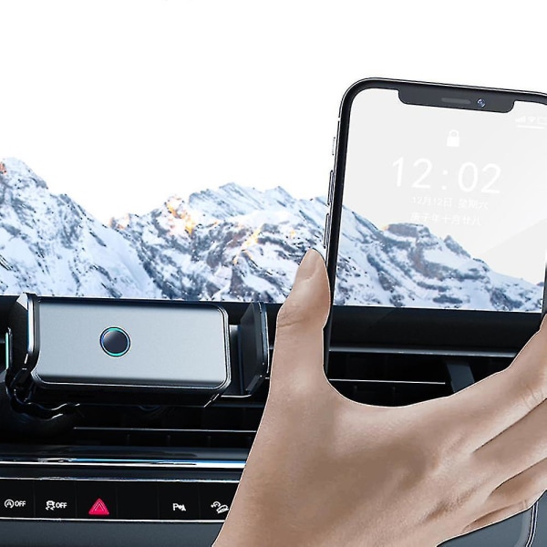 Elektrisk induktionsmobiltelefonhållare 360-graders rotation, självhäftande & ventilationsfäste