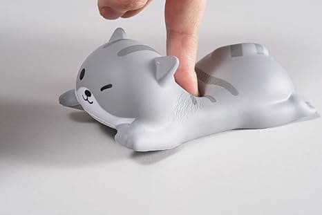 sød håndledsstøtte til musecomputer armlæn til skriveborde Ergonomisk kawaii kontorartikler langsom rebound PU musemåtte (grå kat-2 stykker)