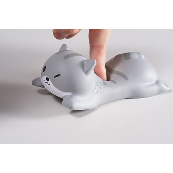 Söt handledsstöd för musdator armstöd för skrivbord Ergonomiska kawaii kontorsmaterial slow rebound PU musmatta (grå katt-2 stycken)