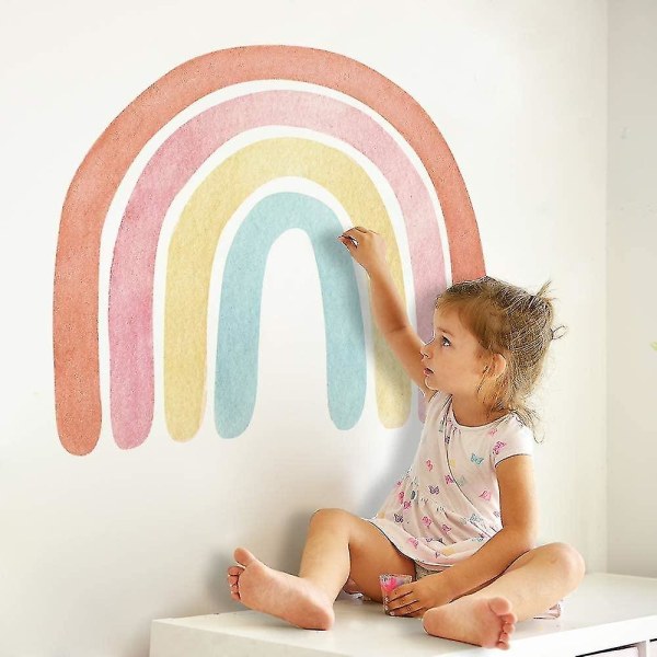 Akvarelli Rainbow Seinätarra, Suuri Boho Rainbow Seinätarra, 71,12 X 57,95 cm, Tytöille Makuuhuoneen pojalle