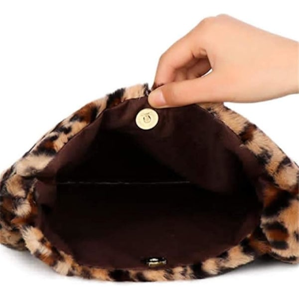 Plush-laukku naisille, uusi leopard-olkalaukku, vapaa-ajan suurikokoinen villainen olkalaukku