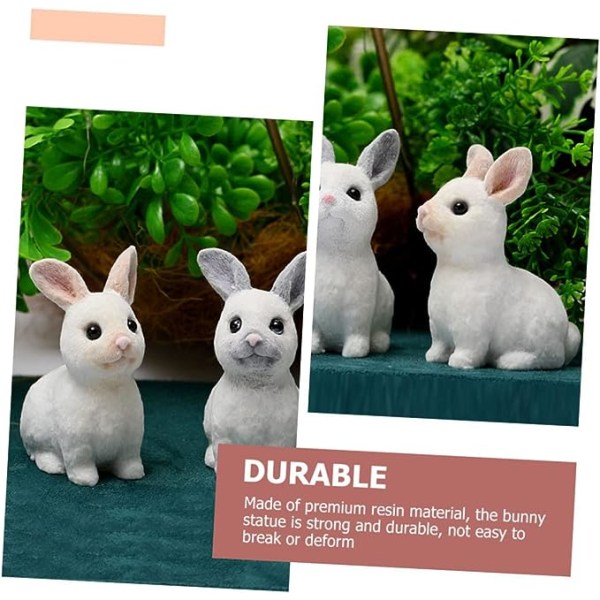 3pcs Figurines Desktop Funny New Gifts Pink Year Cartoon Bunny Rabbit Office Garden Sculpture Simulation Ornament Sitting Outdoor Decorations Mini Dec