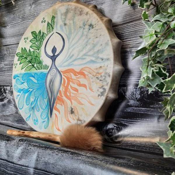 Goddess Shamantrumma Livets Träd Sibirisk Trumma Andlig Musik Handgjord Shamantrumma