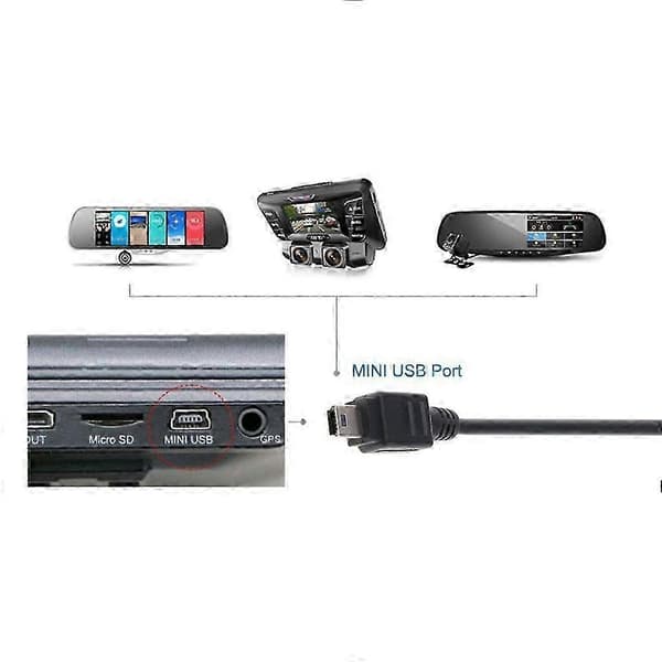 0,8 m Mini USB-kabel USB 2.0 Han A til Mini B 5-bens kabel opladerledning til GPS, Ny 2026