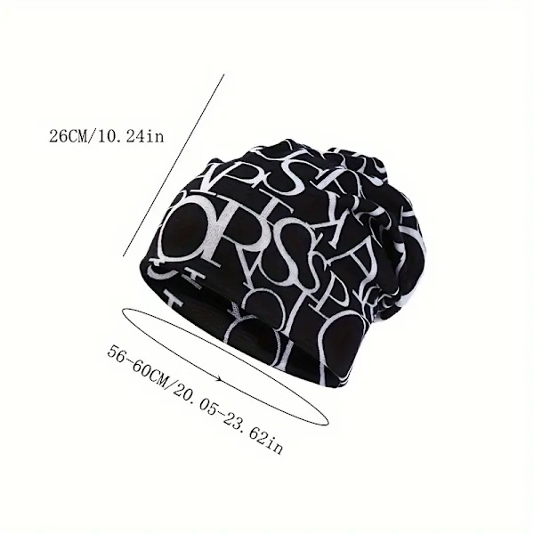 Hip Hop Brev Print Slouchy Hue - Letvægts Kalot til Kvinder og Mænd - Elastisk Halsvarmer og Kemohue - Perfekt til Cykling og Udendørs A