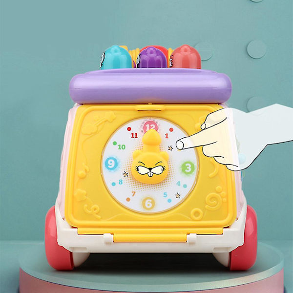 Baby Musik Buss Leksaker Baby Musical Busy Learning Toy Elektronisk Bil Med Ljus Ljud Tidig Utbildning Leksak Födelsedagspresenter För Barn Pojke Pink