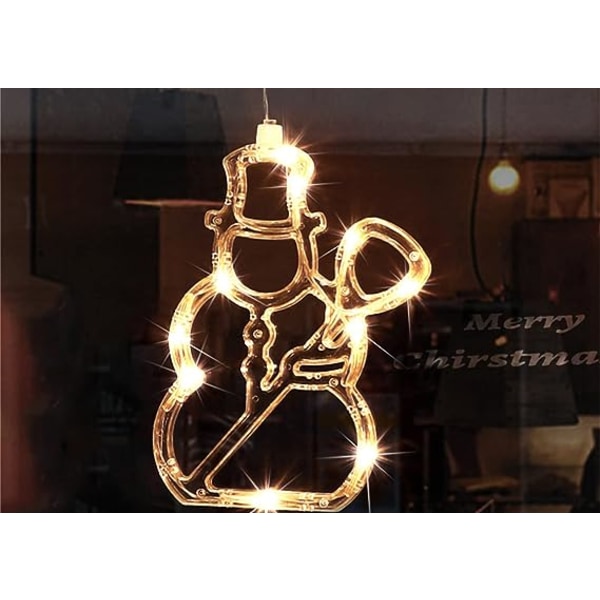 Julhängande fönsterljus Batteridriven LED-sug Fönsterhängande dekorationsljus, Juldekorativa nyhet Suckerljus, Trädgårdsuteplats Be