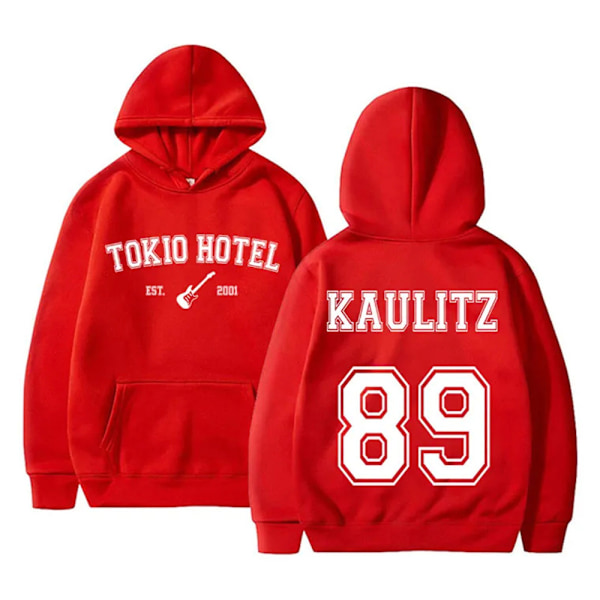 Tokio Hotel Hoodies Rockband Pullovers Bill Kaulitz Tryckad Sweatshirt Kaulitz 89 Hoodie Y2k Streetwear Tokio Hotel Sweatshirts red L