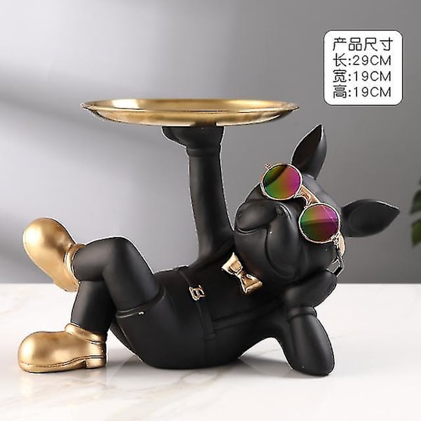 Bulldog Dyrefigurer, Hjemmeindretning Tilbehør, Bordpynt, Opbevaringsbakke, Hundemodel Statue, Skulptur Stueindretning