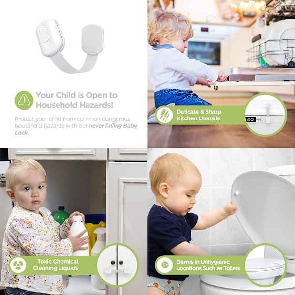 Baby Locks (8-pakning) Barnesikring for skap - Sikker, rask og enkel 3M-lim Skapdørhåndtak uten skruer og magneter Multifunksjonell for