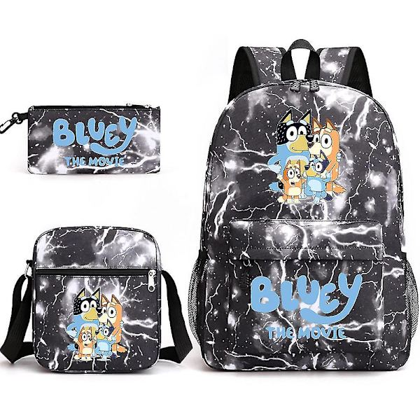 Bluey kolmiosainen koululaukku Lightning Black 3