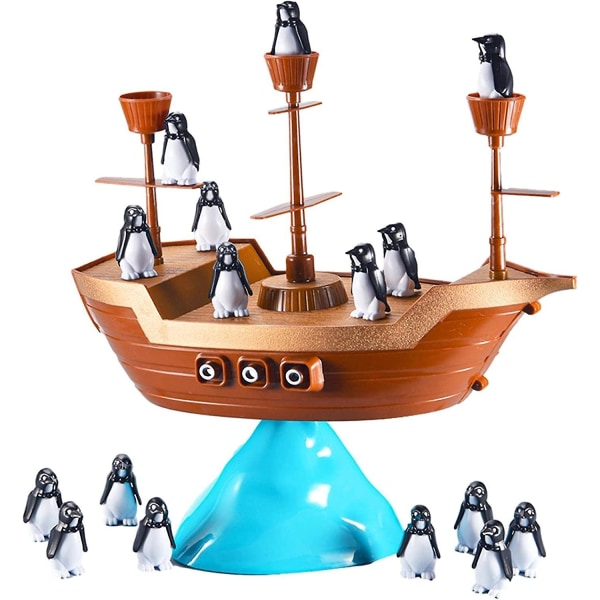 Piratskepp Balansspel | Penguin Boat Stacking Game, Innovativt Balans Barnleksak Piratbåtleksaksbordsspel för barn