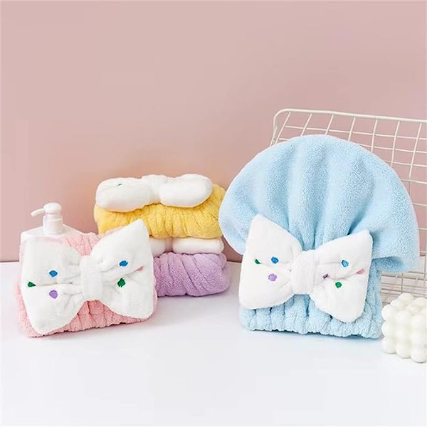 Hurtigtørrende hårhåndklæder, badehætter, bærbare koral fleece badehætter, badetilbehør (farve: D, størrelse: 1)