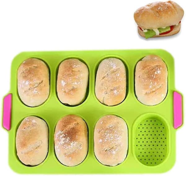 Brødform Bageform, Silikone Brødforme 13.6x9.4 Tommer, Mini Brødform Til Bagning Af Brødboller Ciabatta Hamburger Kageform, Køkken Bageplade,