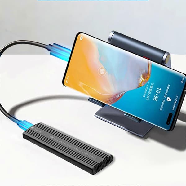 Aluminium USB3.2 M.2-enhetskabinett stöder både dubbelprotokollenhet upp till 8 TB kapacitet svart Black