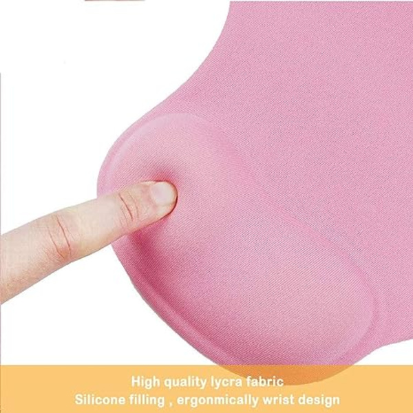 Kontorsmusmatta med gelhandledsstöd - Ergonomisk spelmusmatta handledsstöd - Design Gamepad gummibas för bärbar dator (01 Rosa)