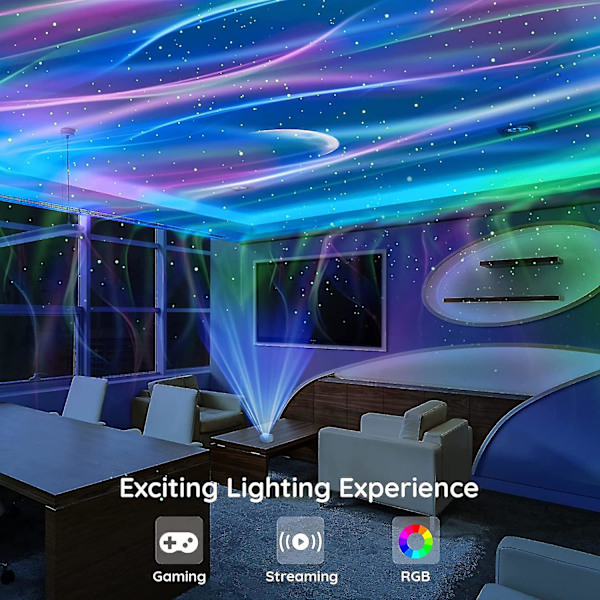 Projektorlampe - Northern Lights Aurora-projektor til soveværelse, legerumsindretning, hvid