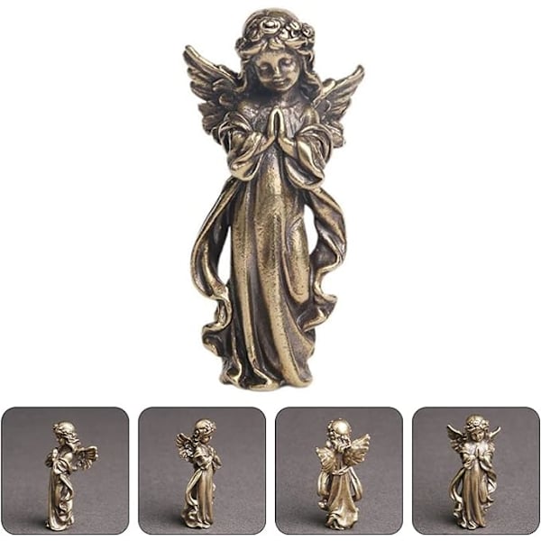 Bønsomme Vinger Cupid Figurer Kobber Keruber Statuer Mindeengel Skulptur Skrivebords Velsignelse Engel Kunst til Hjem Have Have Dekoration