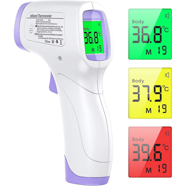Frontal termometer, berøringsfri termometer med LCD-skærm, infrarød frontal