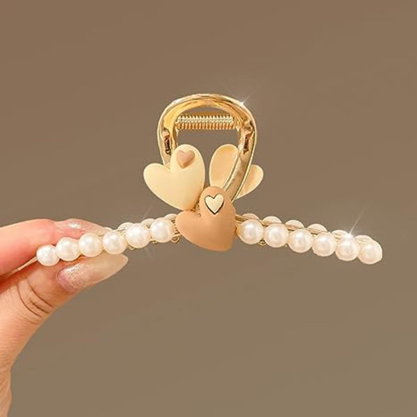 Blommig hårklämma i metall, guld, blomma, hårklämma för flickor och kvinnor, halkfri fransk blomma, pärlberlock, hårklämma, accessoarer med halv bulle