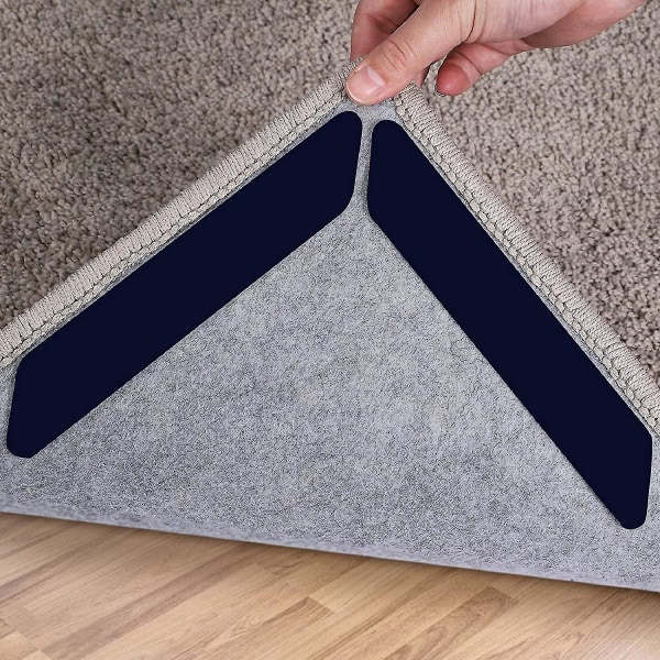 Rug Grippers, 16 Pcs Double Sided Washable Removable Anti Curling Corner Carpet Gripper, Non Slip Renewable Adhesive Rug Tape For